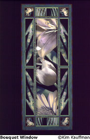 Kim Kauffman photograph fine art mixed media multiple hand colored silver prints titled Bouquet Window